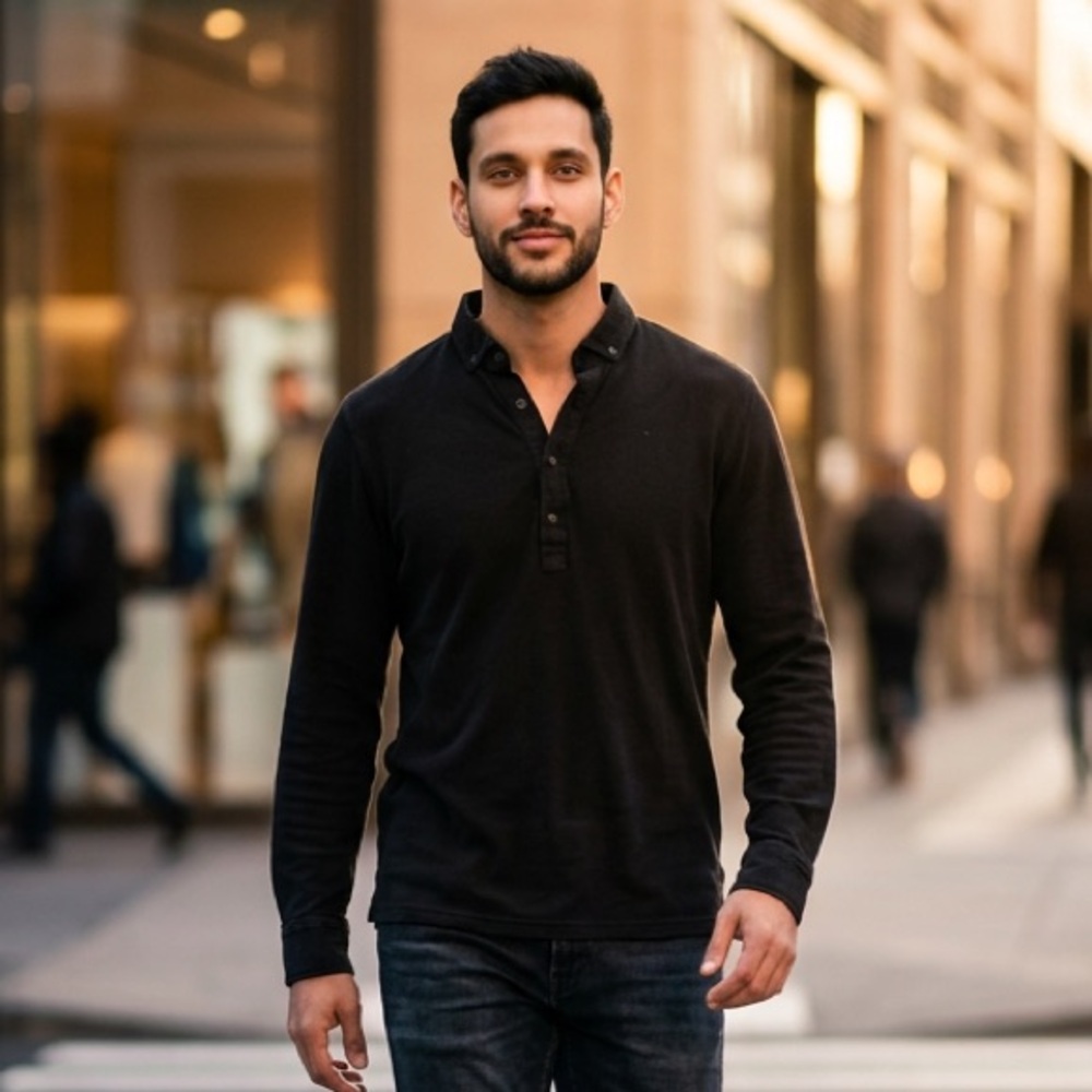 W2 Collection Men's Black Long Sleeve Shirt